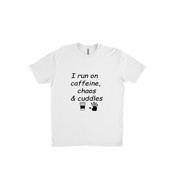 Caffeine, Chaos & Cuddles Tee – Relatable Mum Style